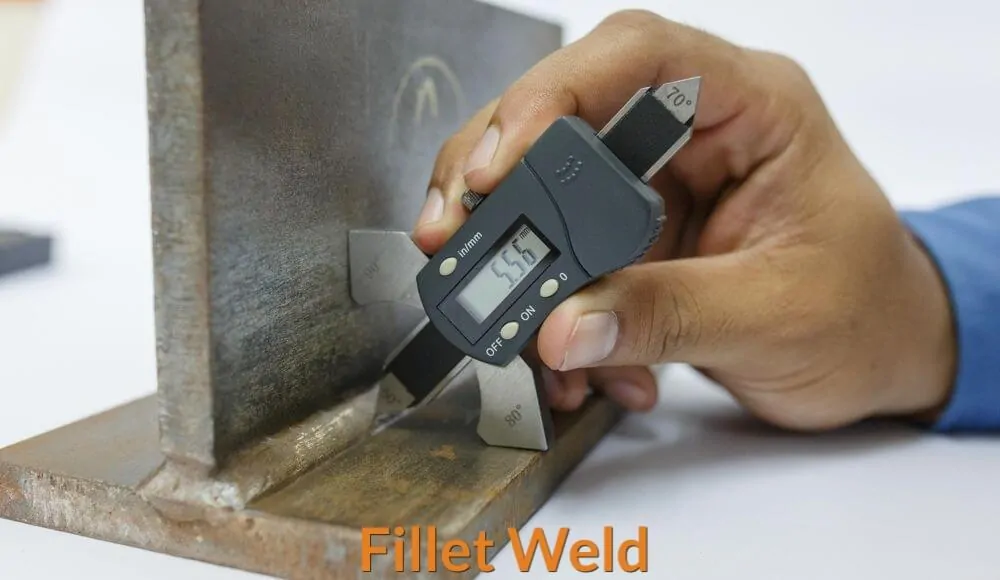 An Engineer is inspecting and measuring the accuracy of the fillet weld.
