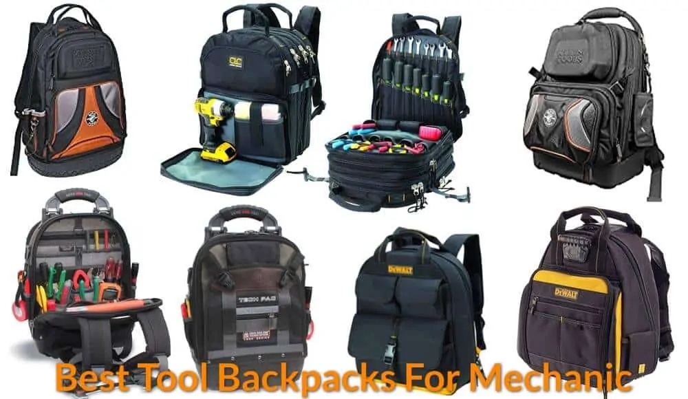 Different types of heavy-duty backpacks for technician and mechanic.